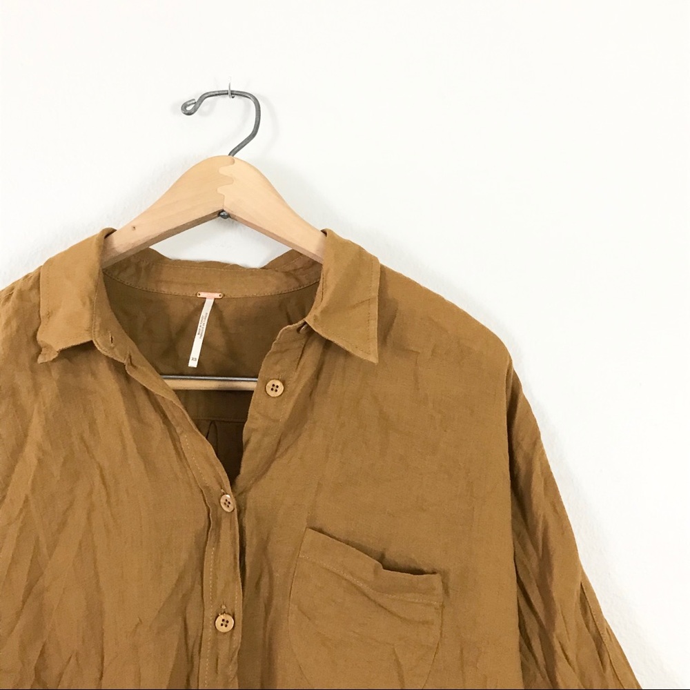 Free People XS Best Of Me Blouse Top Bronze Brown - Picture 5 of 8